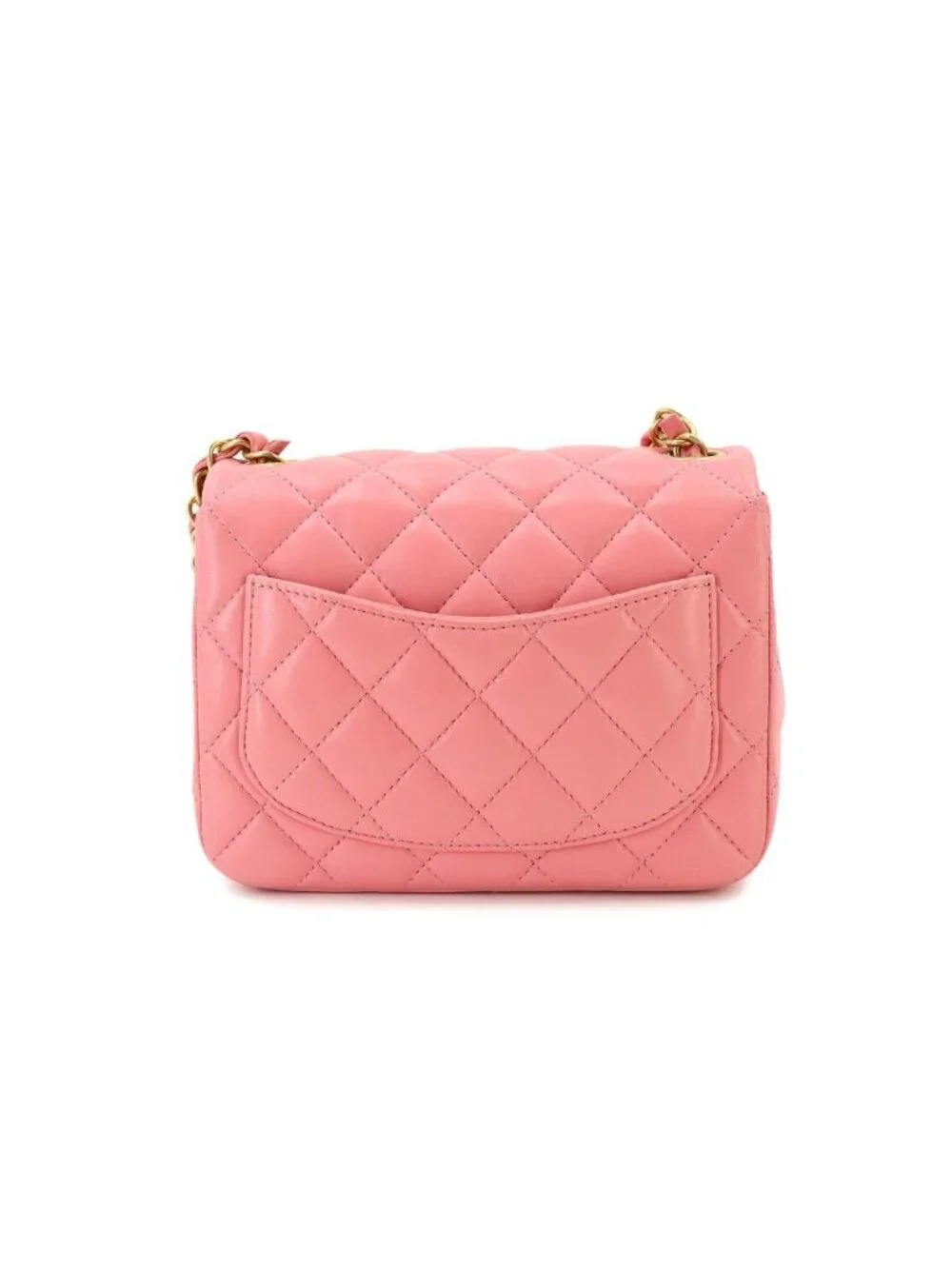 Chanel Mini Quilted Chain Shoulder Bag Lambskin Pink Gold